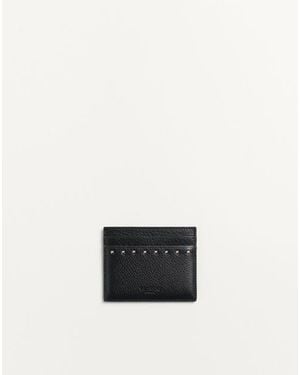 Valentino Garavani Rockstud Grainy Calfskin Cardholder - White