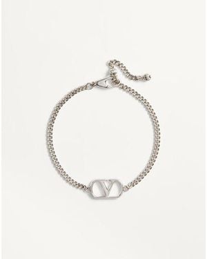 Valentino Garavani Bracelet Vlogo Signature En Métal Homme - Blanc