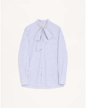 Valentino Cotton Poplin Shirt With Scarf Collar And Vlogo Embroidery - Blue