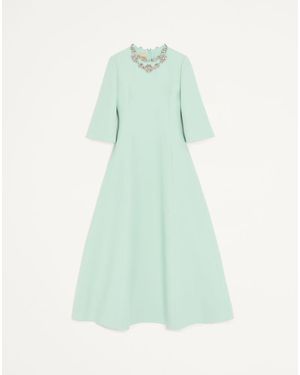 Valentino Crepe Couture Embroidered Midi Dress - Green