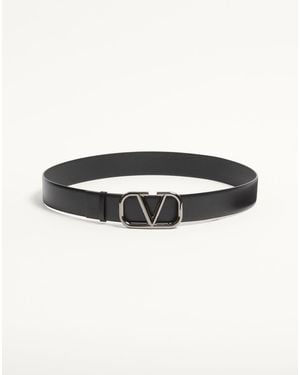 Valentino Garavani Vlogo Signature Calfskin Belt 40 Mm - Black