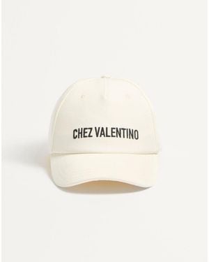 Valentino Garavani Chez Cotton Baseball Cap With Embroidery - Natural