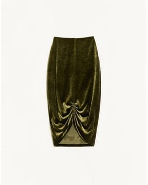 Valentino Velvet Midi Skirt - Green