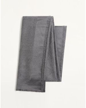 Valentino Garavani Châle Vlogo Signature En Soie, Laine Et Lurex Femme - Gris