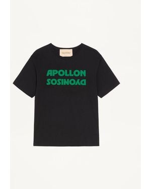 Valentino Cotton T-Shirt With Apollon/Dyonisos Print - Black
