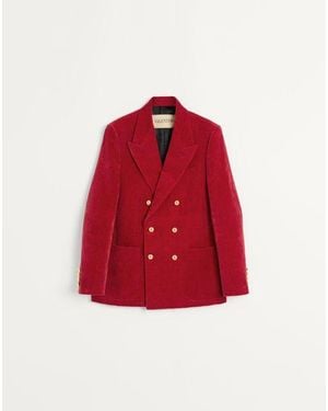 Valentino Veste Croisée En Velours De Coton Et Lin Lavé Homme - Rouge