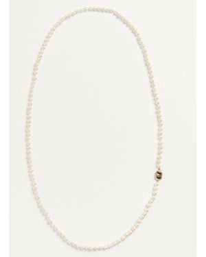 Valentino Garavani Ovalette Necklace In Metal, Enamel And Pearls - White