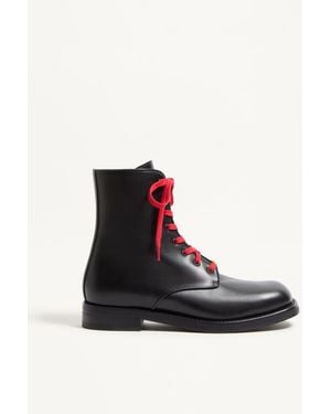 Valentino Garavani Punx Calfskin Combat Boot 40.5 - Black