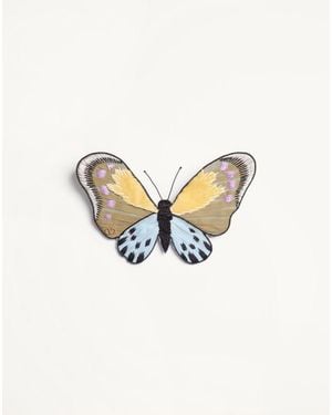 Valentino Garavani Flutterby Velvet Brooch - White