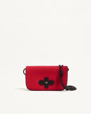 Valentino Garavani Sans Fin Mini Suede Shoulder Bag - Red