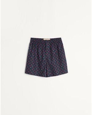 Valentino Cotton Poplin Bermuda Shorts With Cherryfic Print - Blue