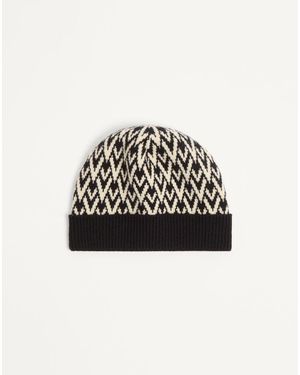 Valentino Garavani Toute La V Signature Knitted Wool Beanie - Black