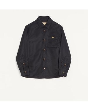 Valentino Nylon Shirt Jacket With Vgold - Blue