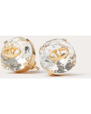 Valentino Garavani The Bold Edition Vlogo Metal And Crystal Earrings - Natural