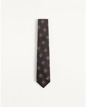 Valentino Garavani Valentie Silk Jacquard Tie With Geometric Pattern - White