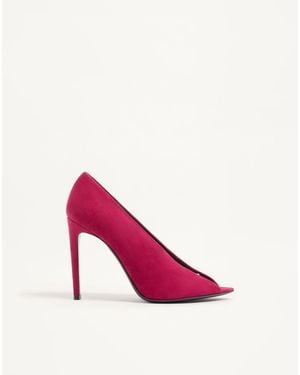 Valentino Garavani Open Toe Révélé Suede Court Shoes 105Mm - Pink