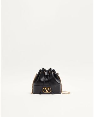 Valentino Garavani Mini Vlogo Signature Bucket Bag - White