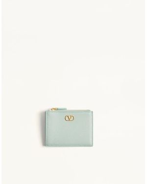 Valentino Garavani Vlogo Signature Grainy Calfskin Card Holder - White