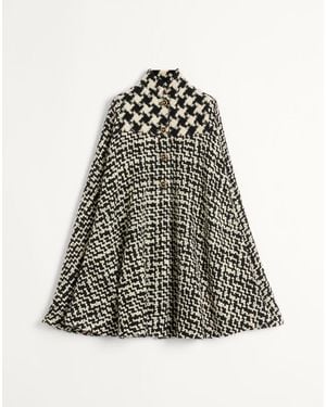 Valentino Capa De Geometric Tweed Mujer - Blanco
