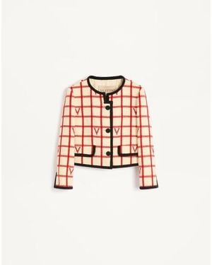 Valentino Check Vlogo Jacket - White