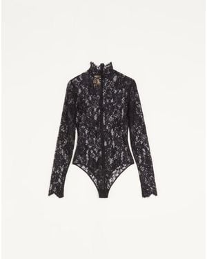 Valentino Body De Encaje Floral Mujer - Negro