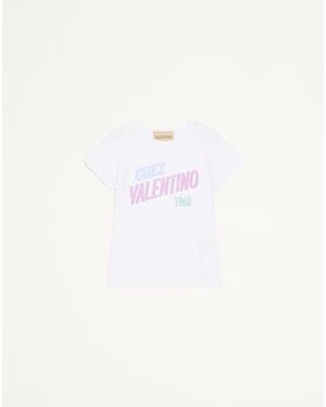 Valentino Cotton Jersey T-Shirt With Chez 1960 Print - White