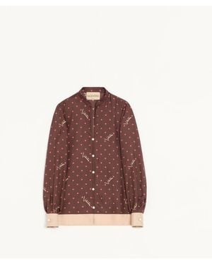 Valentino Camisa De Sarga Stelline Firma Starry Mujer - Rojo