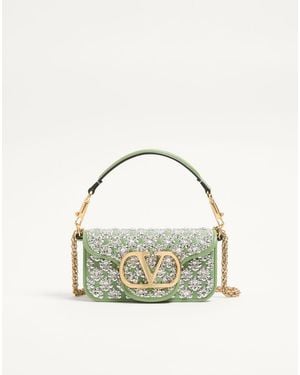 Valentino Garavani Locò Small Embroidered Shoulder Bag - Metallic