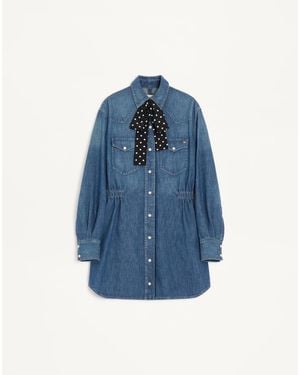 Valentino Vestido Vaquero Midi Mujer - Azul