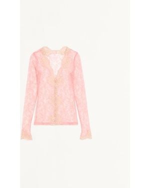 Valentino Stretch Lace Cardigan - Pink