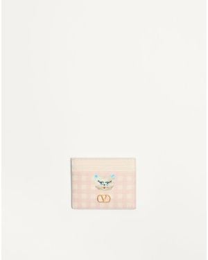 Valentino Garavani Vlogo Signature Le Chat De La Maison Cardholder - Natural