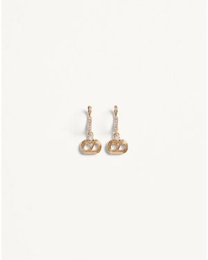 Valentino Garavani Ovalette Metal And Swarovski Crystal Earrings - Natural
