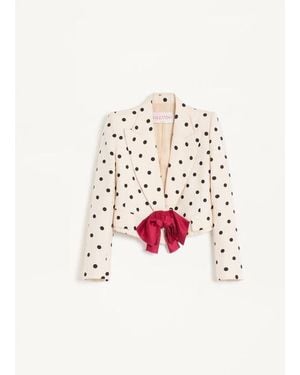 Valentino Shantung Jacket With Plusdepois Print - Natural