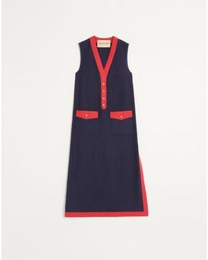 Valentino Viscose Linen Midi Dress - Blue