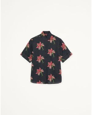 Valentino Papier Floral Linen Shirt - Blue