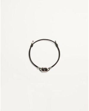 Valentino Garavani Bracelet En Coton Ovalette Homme - Bleu