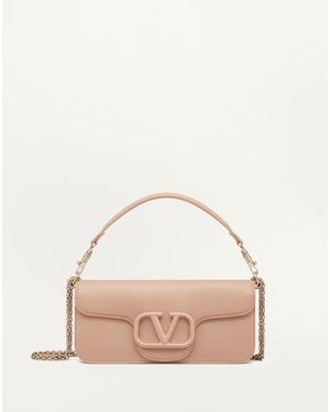Valentino Garavani Locò Calfskin Shoulder Bag - Natural