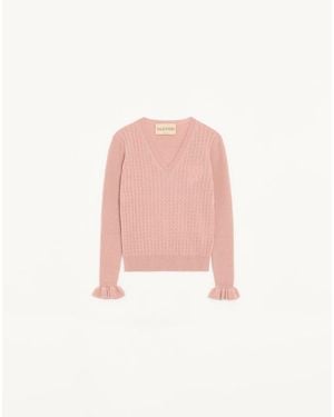 Valentino Suéter De Cachemira Bordado Mujer - Rosa