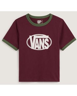 Vans Maglietta Centre Chest Logo Ringer, Donna, Taglia - Rosso