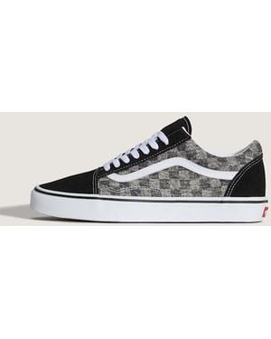 Vans Old Skool Denim Checkerboard Shoes - Metallic
