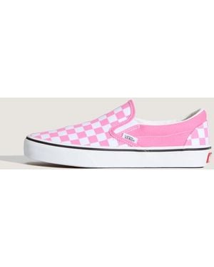Vans Classic Slip-On Checkerboard Shoes - Pink