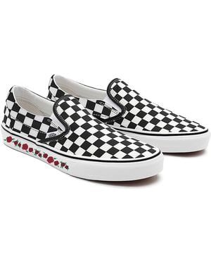 Vans Customs Checkerboard Rose Slip-On - White