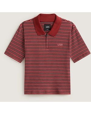 Vans Priscilla Stripe Poloshirt, Vrouw, Grootte - Rood