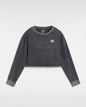 Vans Oval Wash Relaxed Long Sleeve Crop T-Shirt () - Blue