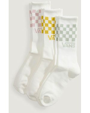 Vans Calcetines Altos Classic Check (3 Pares) Hombre, Talla: L (42.5-47 - Blanco