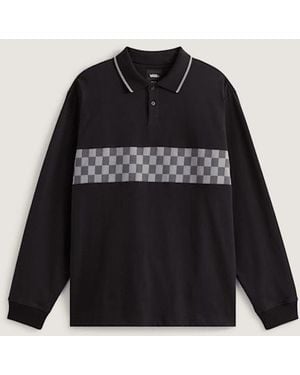 Vans Medford Checkerboard Long Sleeve Polo - Black