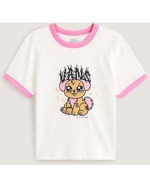 Vans Puppy Ringer T-Shirt, Damen, Größe - Weiß