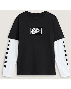 Vans Kids Tilted Twofer Ls T-Shirt (8-14 Years) - Black