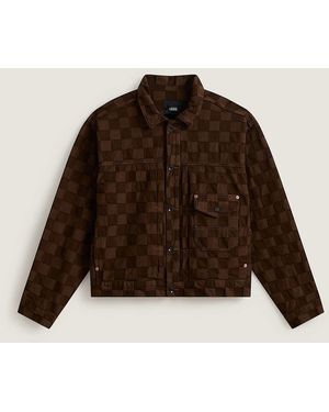 Vans Check-5 Checkerboard Denim Trucker Jacke Demitasse, Hombre, Talla - Marrón