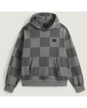 Vans Stretch Logo Checkerboard Pullover Hoodie - Grey